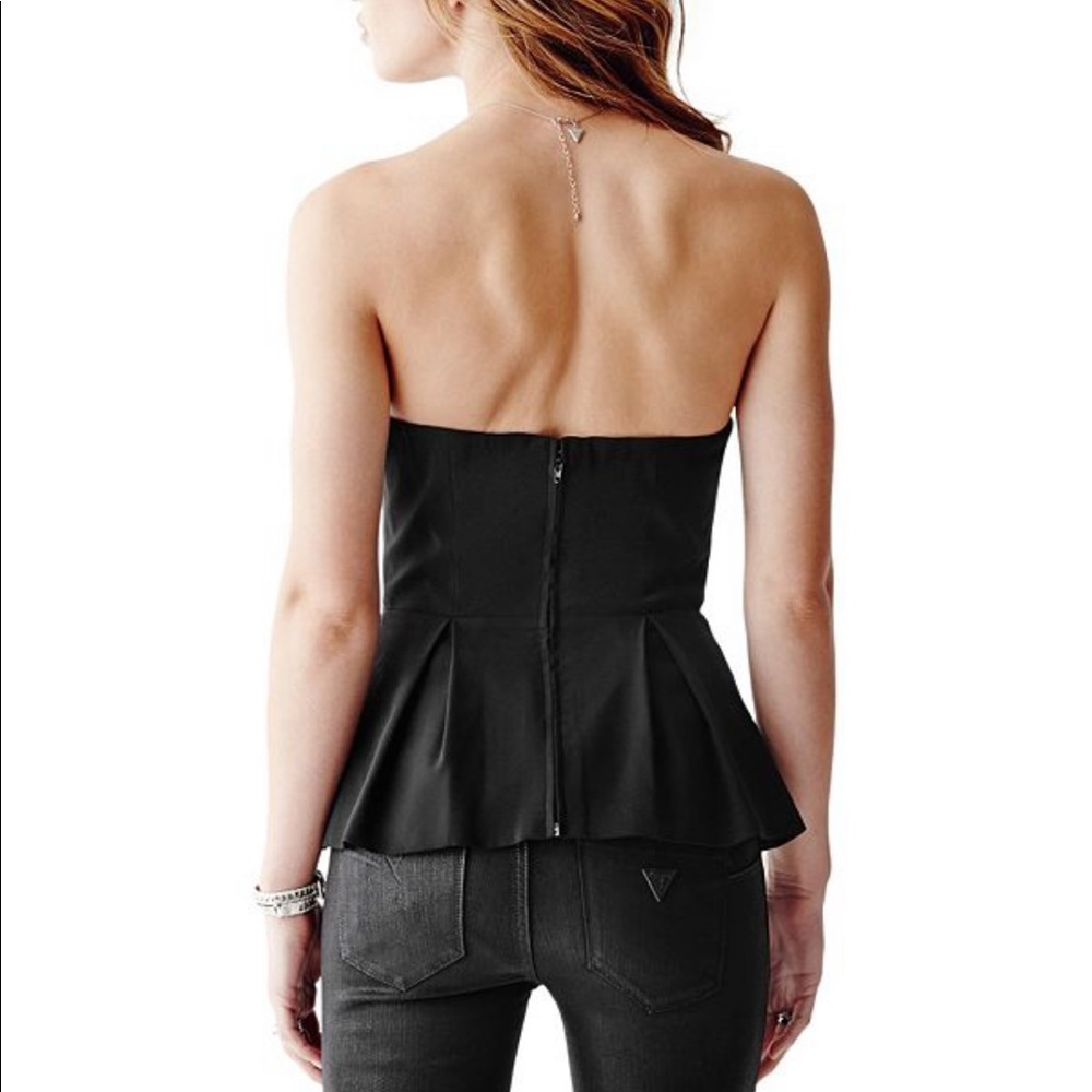 NWT GUESS Strapless Plunge Neck Top - Picture 2 of 6